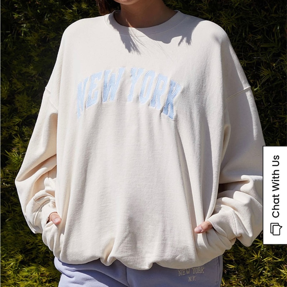 John Galt Cream New York Crew Neck Sweatshirt